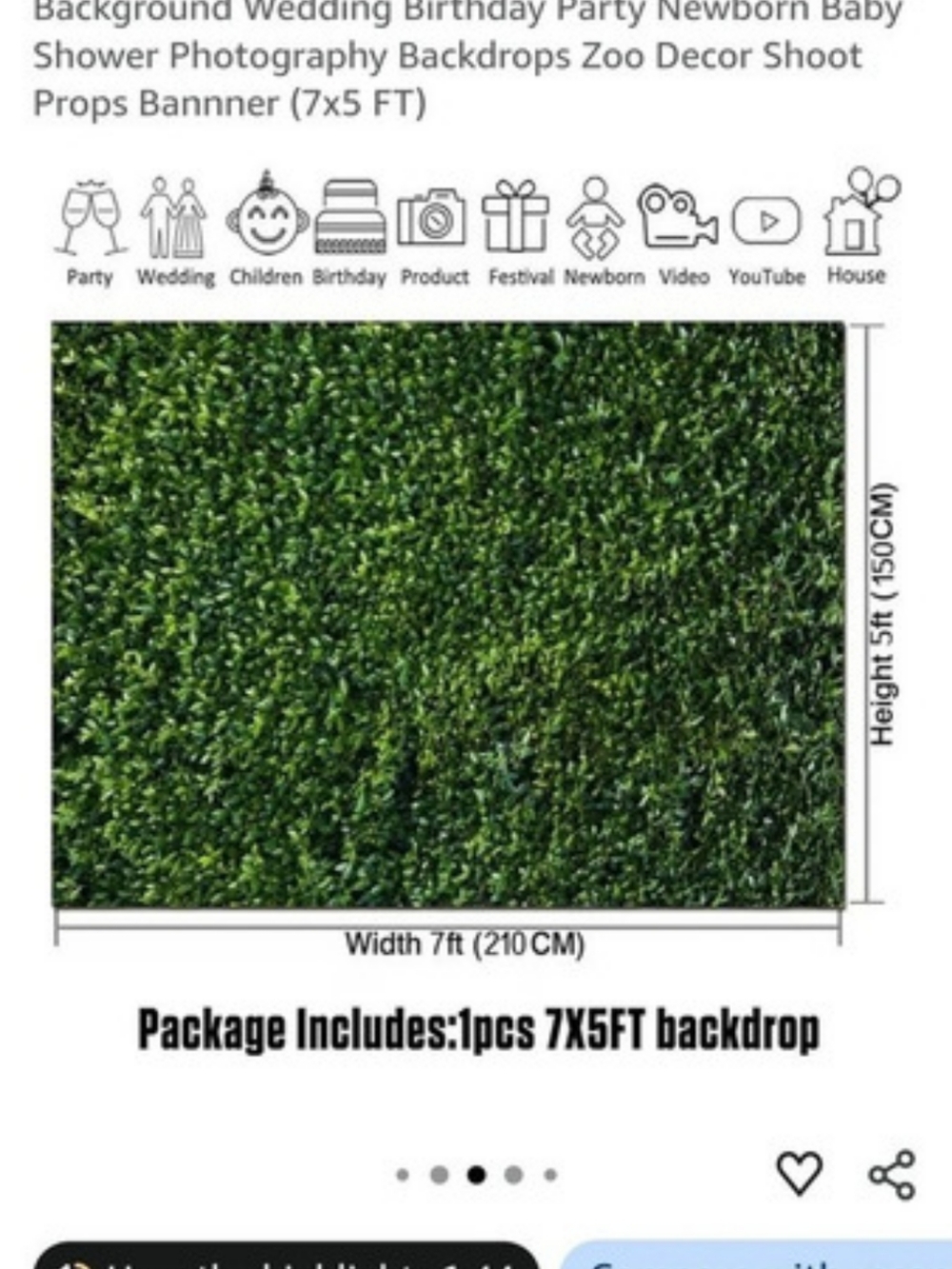 HQM Nature Spring 3D Green Leaves Theme Photo Background 7x5 ft Backdrop